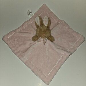 Pink Brown Bunny Rabbit Rattle Lovey Plush Baby Toy Soft Fleece Satin MTY Int'l